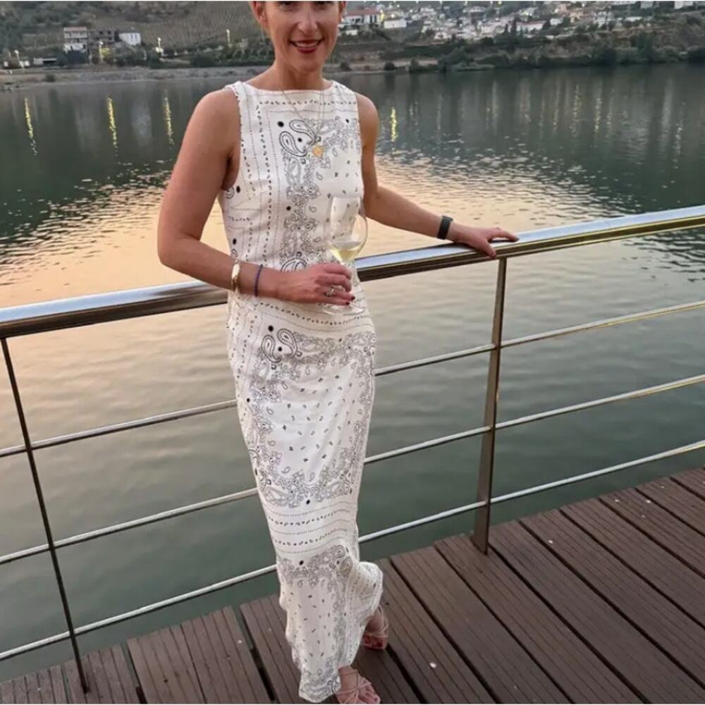 Third Form White Bandana Maxi Dress SIZE 8 Ruched Sheath Gown Designer $300 - Picture 8 of 16